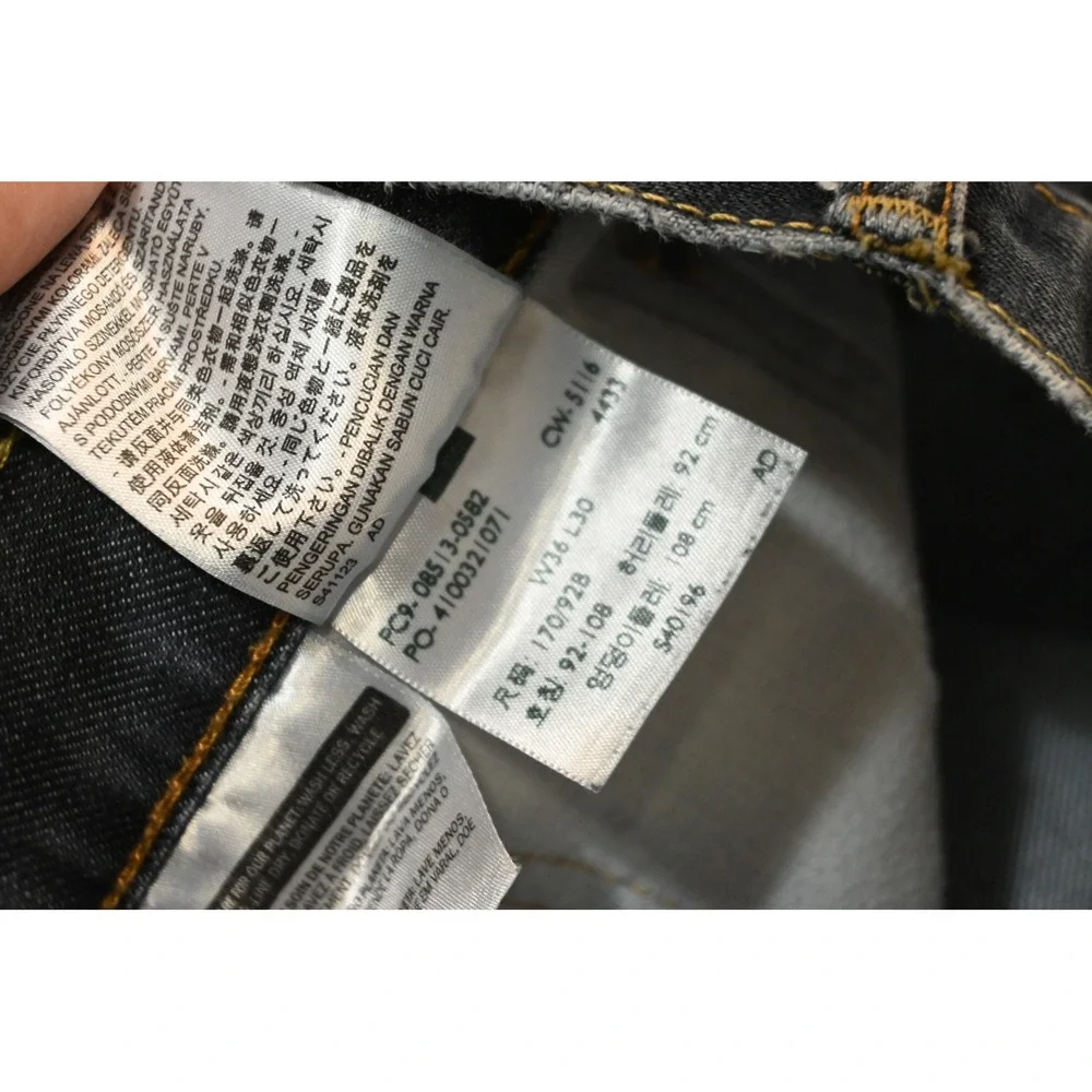 Levis 513 Slim Fit Jeans Mens 36x30 Dark Wash Blue Denim Pants Excellent